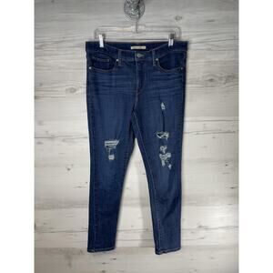 Levis 311 Shaping Skinny Jeans Womens 31 Blue Medium‎ Wash Distressed Stretch